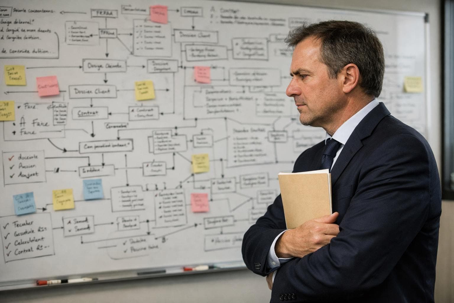 Homme au tableau - processus et organisation en étude