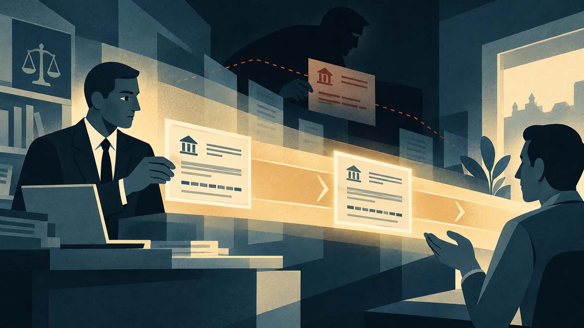 Un notaire transmet un RIB à son client pendant qu'un fraudeur intercepte le document